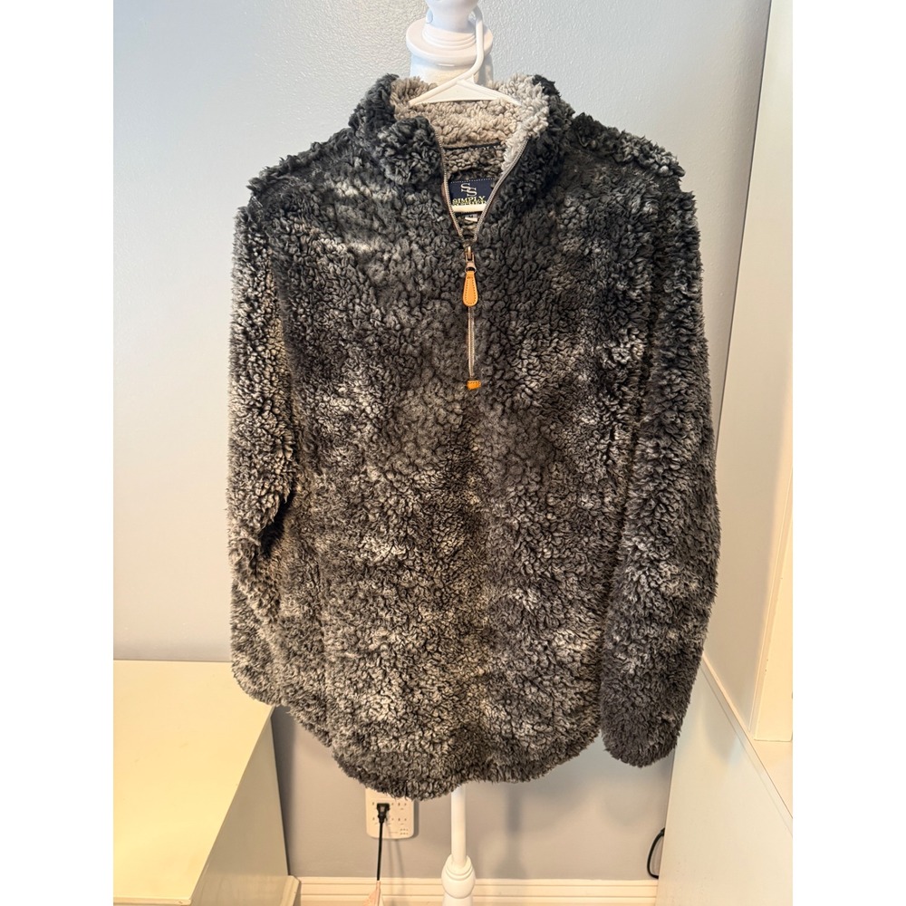 Simply Southern Womens Sherpa Fleece Quarter Zip Pullover Charcoal Gray Size M